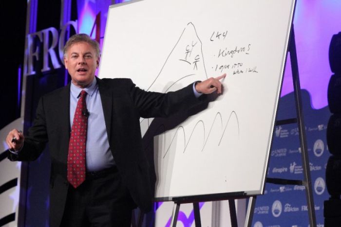 L'auteur et conférencier évangélique Lance Wallnau fait une présentation au Values Voters Summit du Family Research Council à l'hôtel Omni Shoreham à Washington, DC, le 21 septembre 2018.