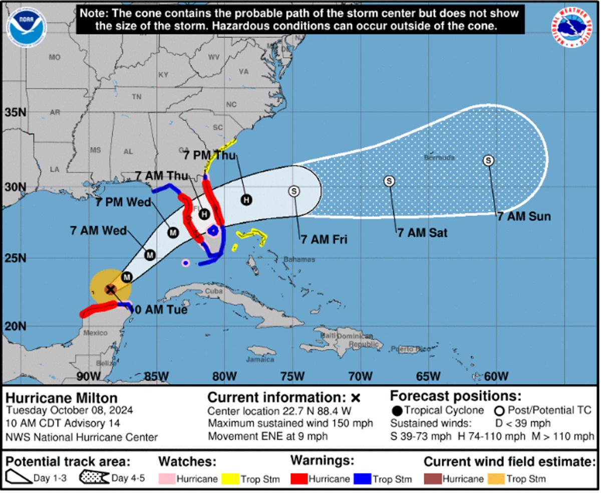 L’ouragan Milton va frapper la côte du golfe de Floride alors que la région est sous le choc d’Helene