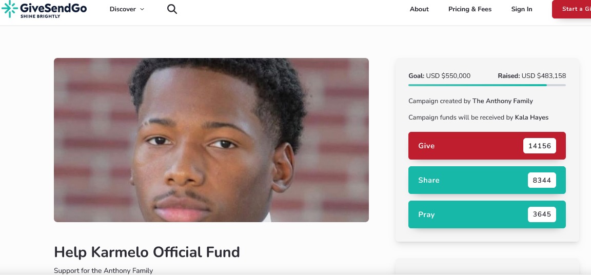 Site chrétien de financement participatif GiveNendgo défend la campagne d'hébergement pour Karmelo Anthony