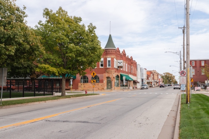 Le centre-ville pittoresque de Nauvoo, dans l'Illinois. 