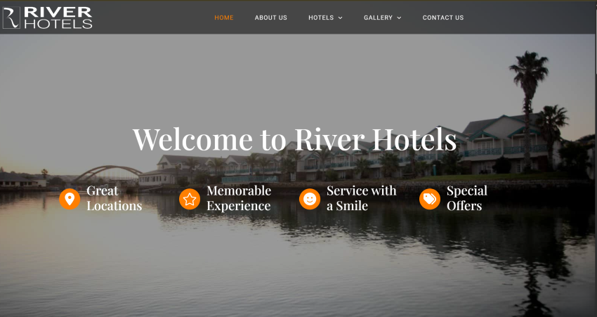 Une capture d'écran du site Internet de River Hotels appartenant aux télévangélistes André et Jenny Roebert.